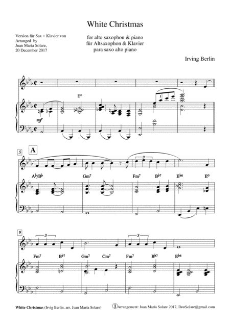 White Christmas Arr Juan Maria Solare Sheet Music Dave Koz And Kelly