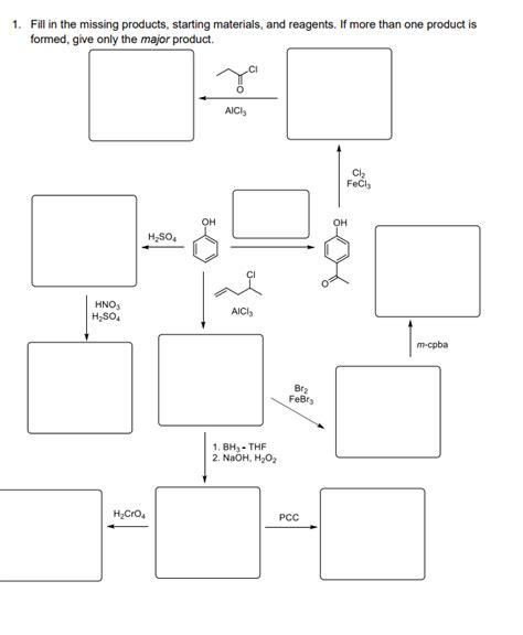 Solved 1 Fill In The Missing Products Starting Materials