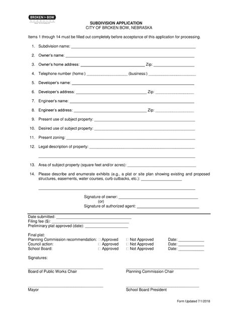 Fillable Online 5 Subdivision Section