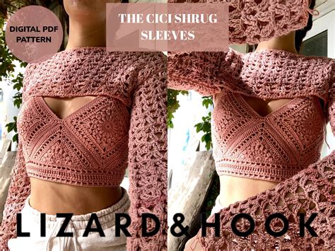 The Cici Shrug Sleeves PATTERN Lizard Hook CROCHET PATTERN Etsy UK