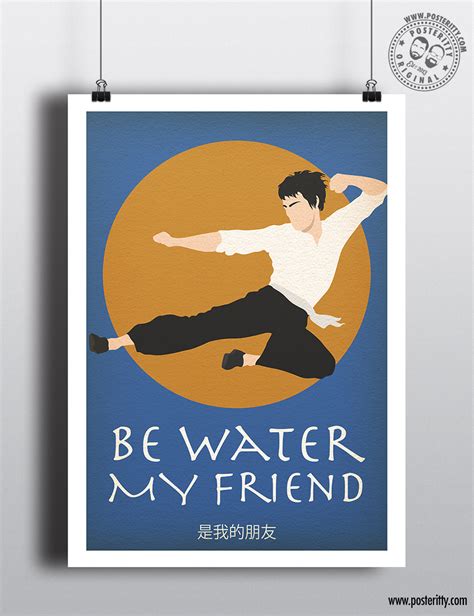 Bruce Lee "Be Water My Friend..." Minimal Quote Poster — Posteritty