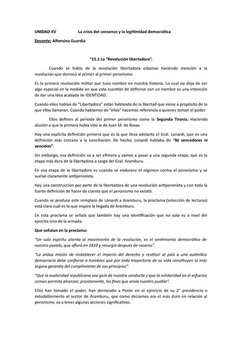 Unidad Xv Clase Gral La Crisis Del Consenso Y La Legitimidad