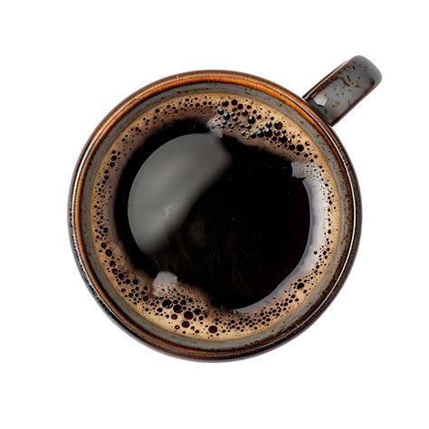 Top View Of Steaming Cup Of Hot Coffee On Transparent Background