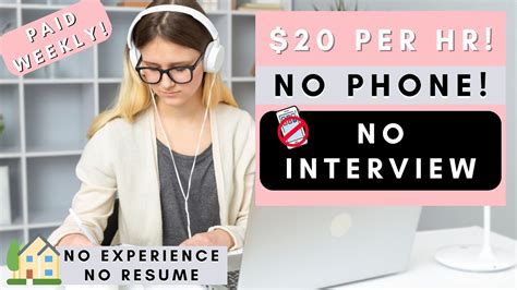 Paid Weekly No Phone Remote Job 2023 No Interview Experience Or