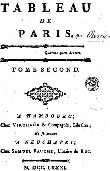 1781 Title page from volume 2 of Le Tableau de Paris 1781 Neufchâtel