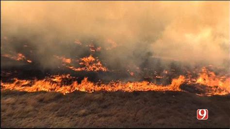 Web Extra Bob Mills Skynews Hd Flies Over Grass Fire In Edmond