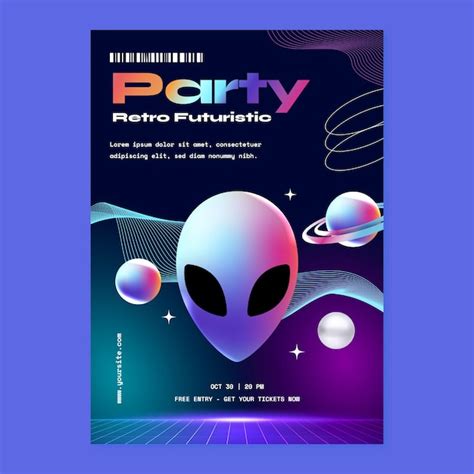 Premium Vector Retro Futuristic Vertical Poster Template