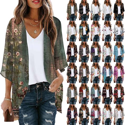 Dyegold Kimonos For Women Boho Floral Print Lightweight Cardigans