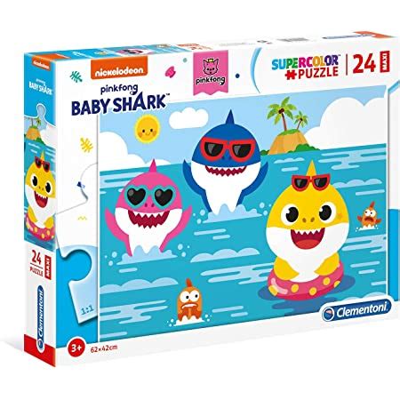 Clementoni 26095 Baby Shark Supercolor Double Face Coloring Puzzle For