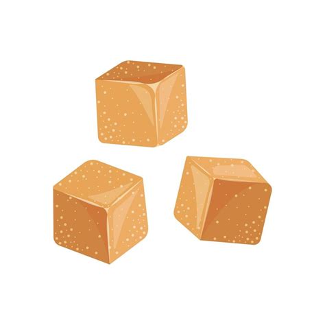 Sugar Brown Cube Cartoon Illustration Vector Illustration