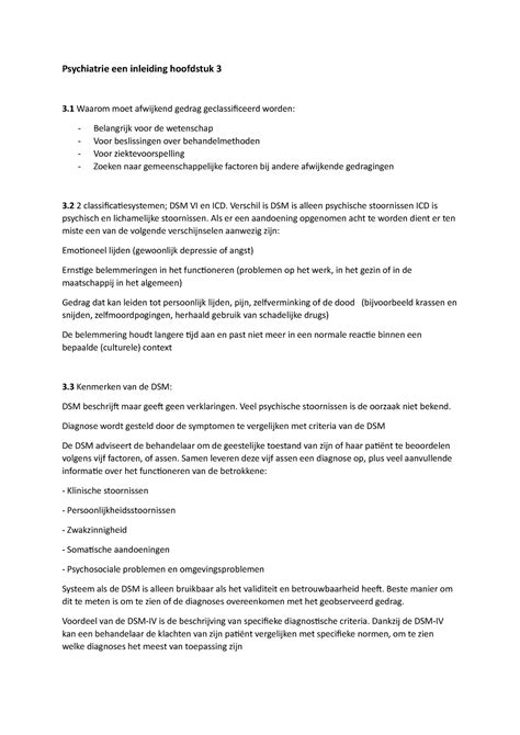 Psychiatrie Een Samenvatting Psychiatrie Een Inleiding Hoofdstuk 3 3