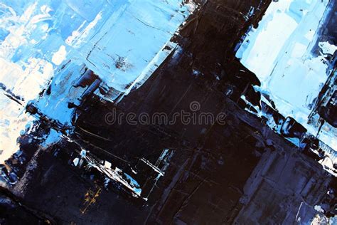 Blue Bright Colors On Canvas Oil Painting Abstract Art Background Oil