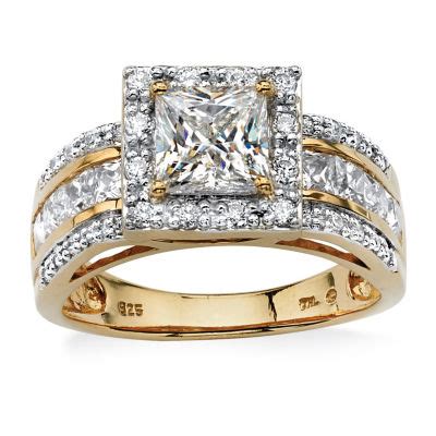 DiamonArt Womens 2 1 5 CT T W White Cubic Zirconia 18K Gold Over