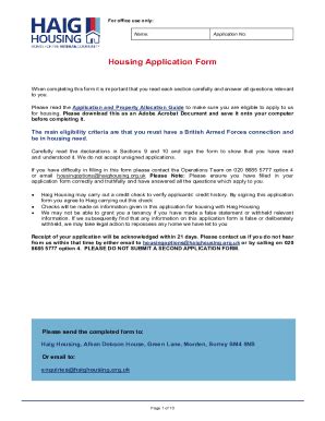 Fillable Online Housing Application Form The City Of London