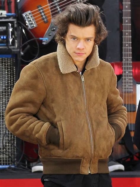 Harry Styles Street Style Brown Bomber Leather Jacket