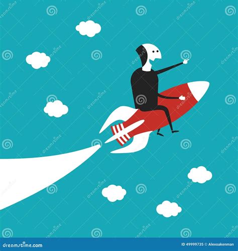 Startup Vector. Rocket Soars Up On Background Of Red Arrow Growthing Up ...