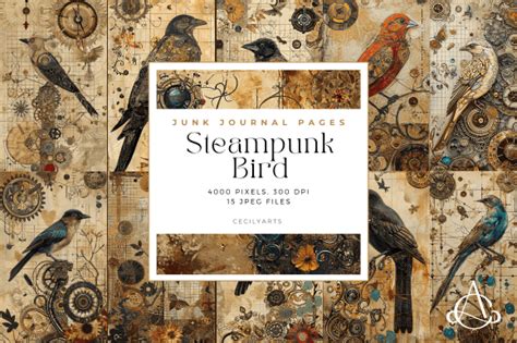 Steampunk Bird Junk Journal Page Graphic By Cecily Arts Creative Fabrica