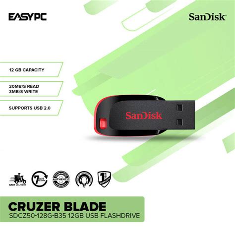 EasyPC Sandisk Cruzer Blade SDCZ50 128G B35 12gb USB Flashdrive