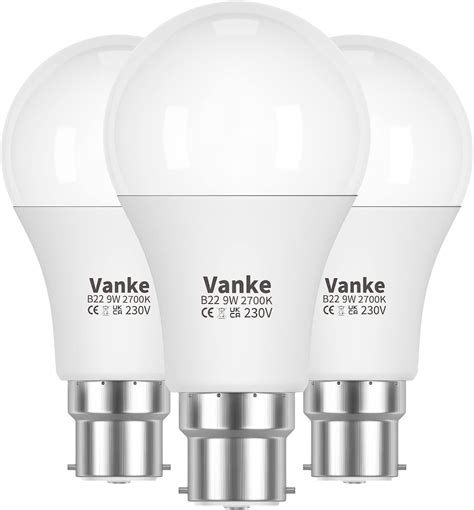 Vanke Bayonet Light Bulb 60w Equivalent B22 LED Bulbs Warm White 2700K