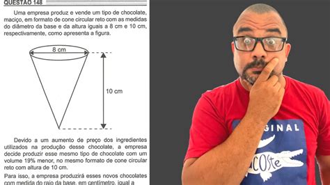 Enem 2022 Questão Sobre volume do Cone Geometria Espacial YouTube