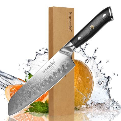 Sunnecko Couteau De Chef Santoku De 7 Pouces Couteaux De Cuisine