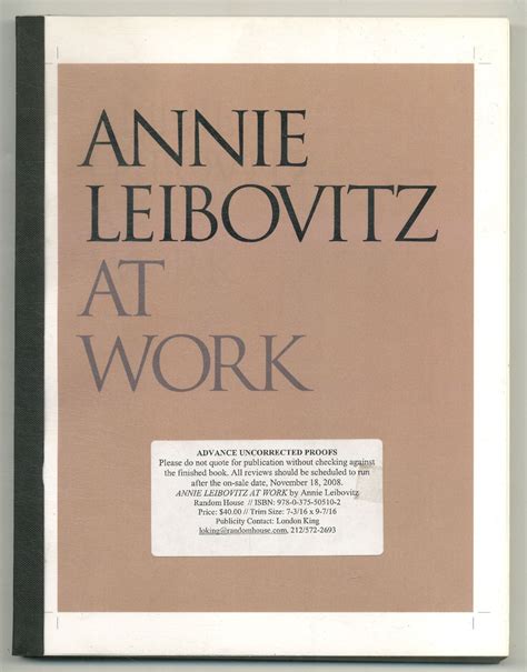 Annie Leibovitz At Work By Leibovitz Annie Fine Softcover