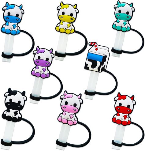 12pcs Straw Covers For Stanley Cup Cow Shape Straw Covers