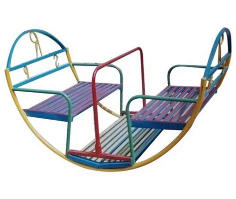 4 Seater Multicolor Iron See Saw Rocking Boat In Outdoor Size 3 Feet