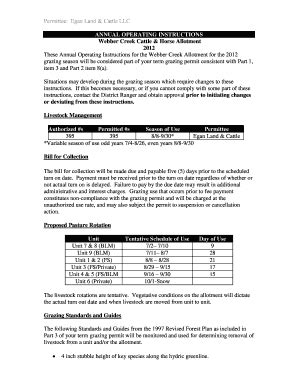 Fillable Online Fs Usda Annual Operating Instructions US Forest