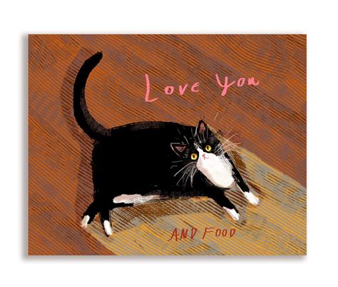 Love You and Food Funny Cat Card - Etsy