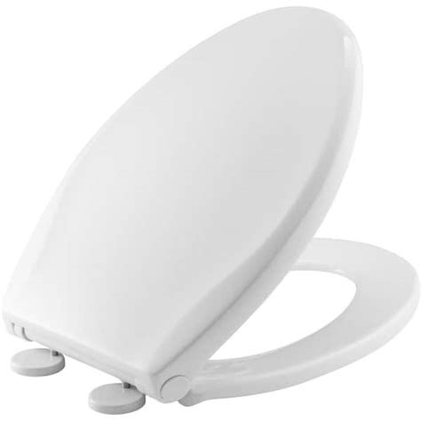 Bemis Push N Clean Elongated Plastic Closed Front Toilet Seat In White