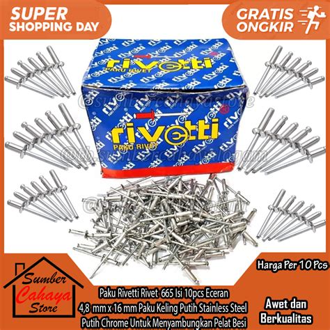 Jual PAKU RIFET RIPET RIVET RIVETTI KELING 665 ECERAN ISI 10 PCS 4 8MM