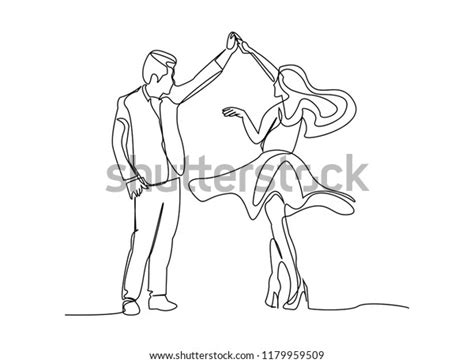 Continuous Line Drawing Man Woman Dancingthe Stock Vector Royalty Free 1179959509 Shutterstock