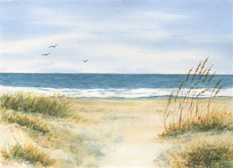 Beach Grass Watercolor Painting Prints Beach Decor Ocean - Etsy