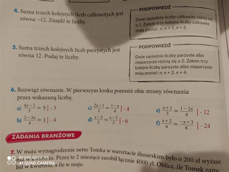 Zad 5 Suma trzech kolejnych liczb parzystych jest równa 12 Podaj te