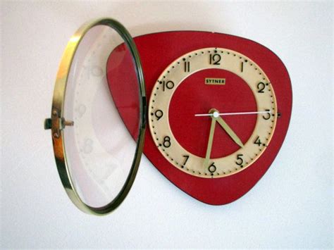 French S Atomic Age Bright Red Formica Wall Clock Funky Etsy