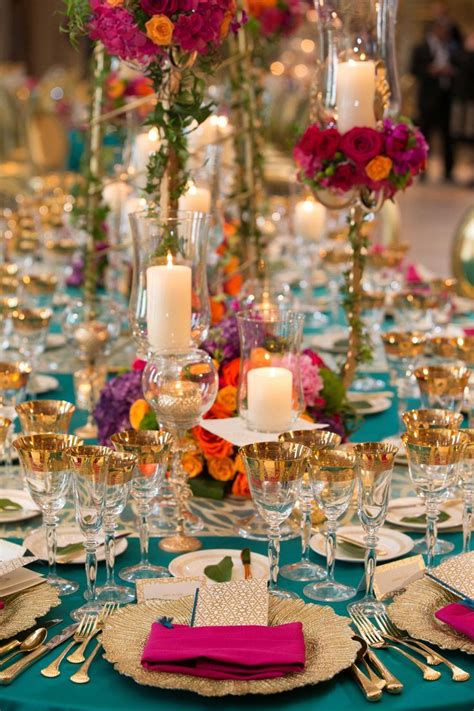 The Lively Place Setting Concept Featured Turquoise Table Linens Gold