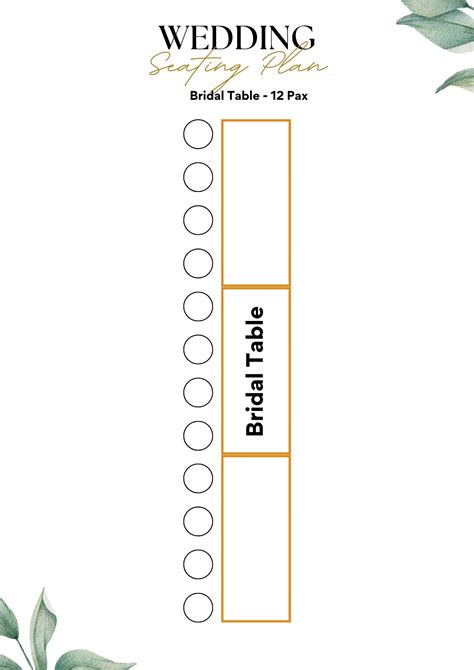 Wedding Table Plan Template Seating Chart Bridal Table 12 Guest Names