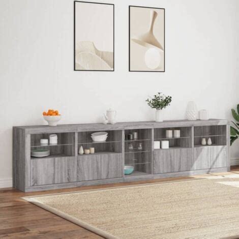 Furniture Limited Buffet avec lumières LED sonoma gris