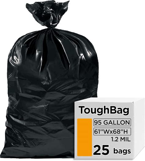 Toughbag 95 Gallon Extra Large Trash Bags 61x68” Black