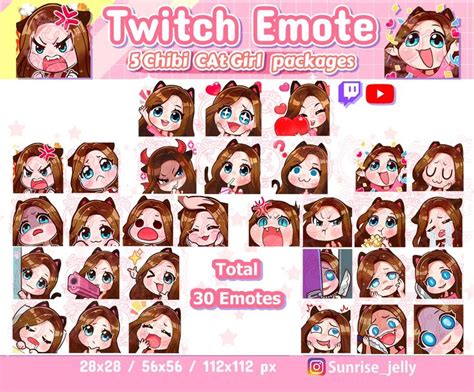 Twitch Emotes Brown Hair Blue Eyes Chibi Girl Twitch Emotes Pack