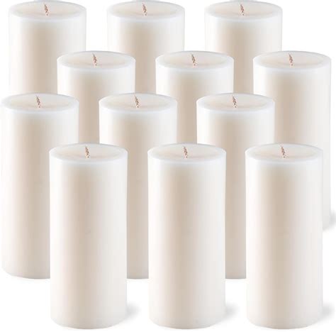 28x6 Pillar Candles Set Of 12 Unscented White Pillar Candles Bulk Dripless And