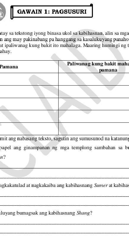 A Panuto Batay Sa Tekstong Iyong Binasa Ukol Sa Kabihasnan Alin Sa