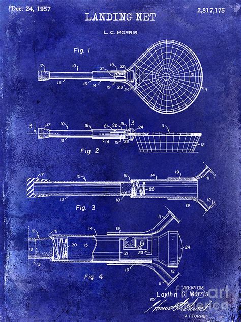 Landing Net Patent Drawing Blue Photograph By Jon Neidert Fine