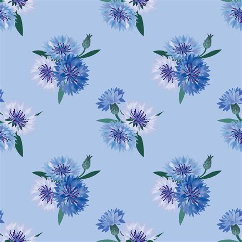 Floral Seamless Pattern Flower Cornflower Swirl Background