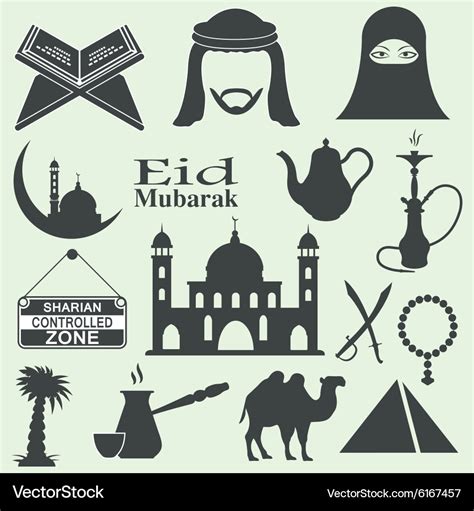 Arabic Icons Set Royalty Free Vector Image Vectorstock