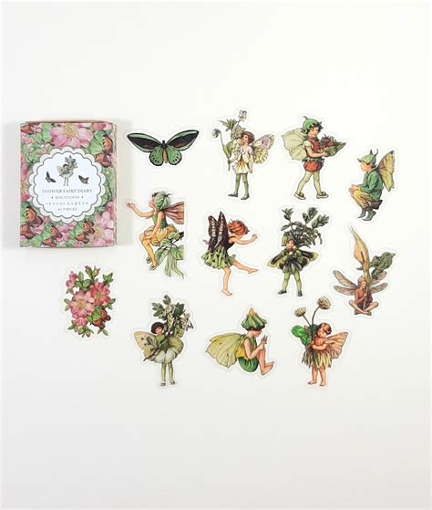 Flower Fairy Sticker Box Pink And Green Vintage Style Fairy Decorative