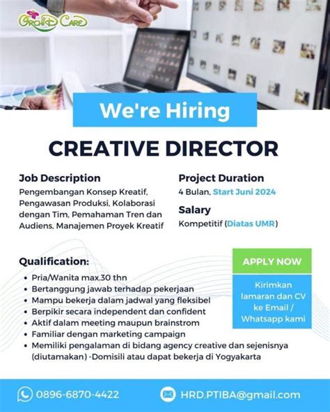 Lowongan Kerja Marketing Campaign Manager Creative Project Director