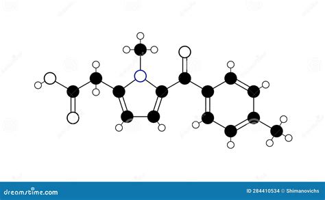 Tolmetin Molecular Structure 3d, Flat Model, Nonsteroidal Anti-inflammatory Drug, Structural ...