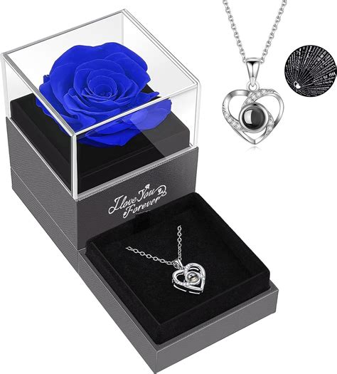 Amazon Aselfad Preserved Real Blue Rose In A Box Forever Flowers